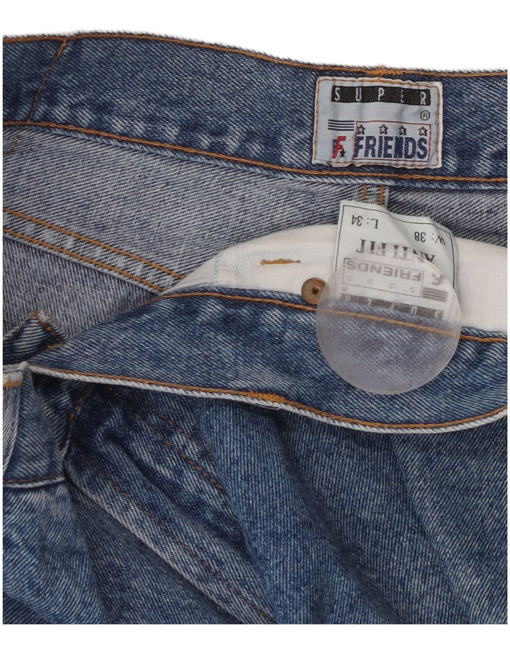 Jeans retos masculinos vintage W38 L34 algodão azul
