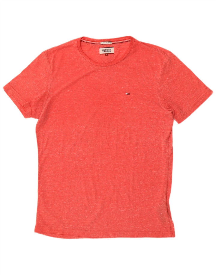 Camiseta masculina Tommy Hilfiger Top médio poliéster manchado vermelho