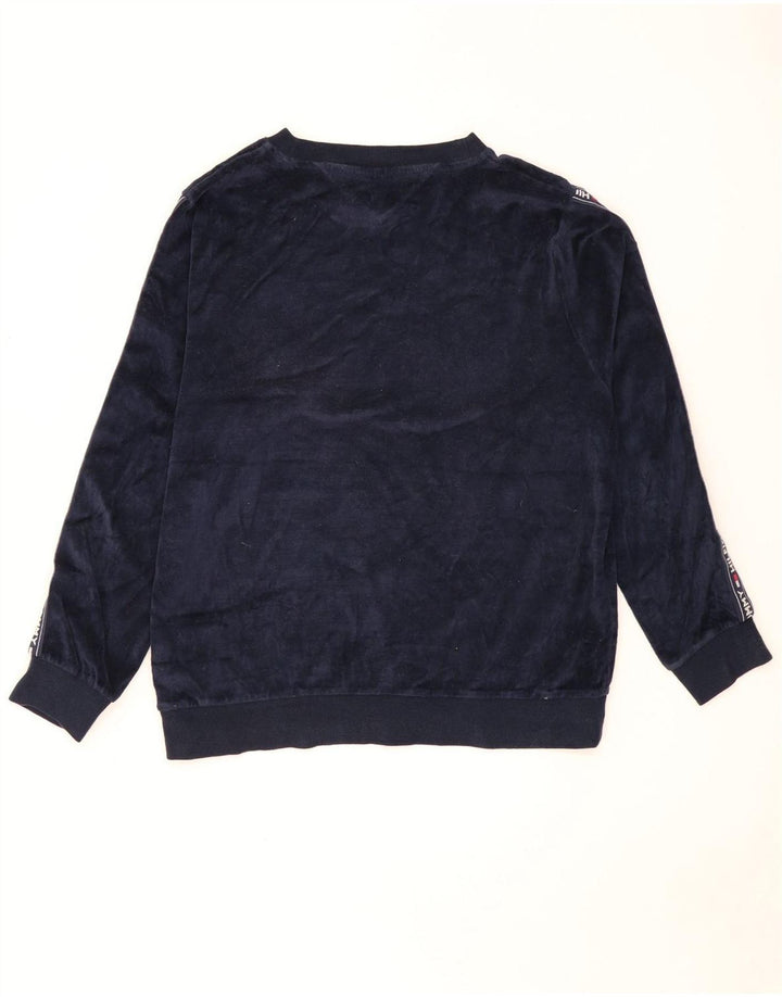 Tommy Hilfiger moletom gráfico masculino jumper médio azul marinho colorblock