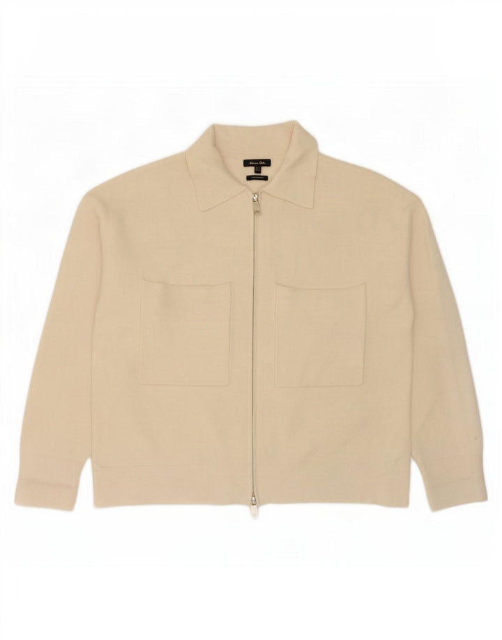 Suéter cardigã feminino grande Massimo Dutti Reino Unido 10 pequeno off white
