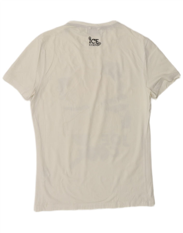 Camiseta gráfica masculina ICEBERG de algodão branco médio