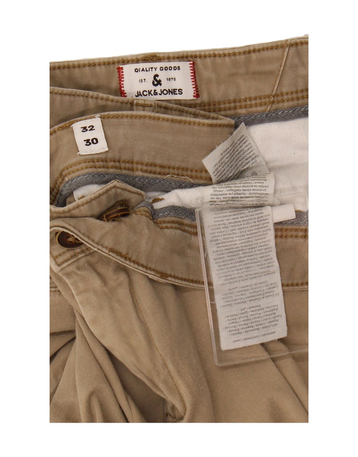 JACK & JONES Mens Slim Chino Trousers W32 L27 Khaki Cotton Vintage Jack & Jones and Second-Hand Jack & Jones from Messina Hembry 