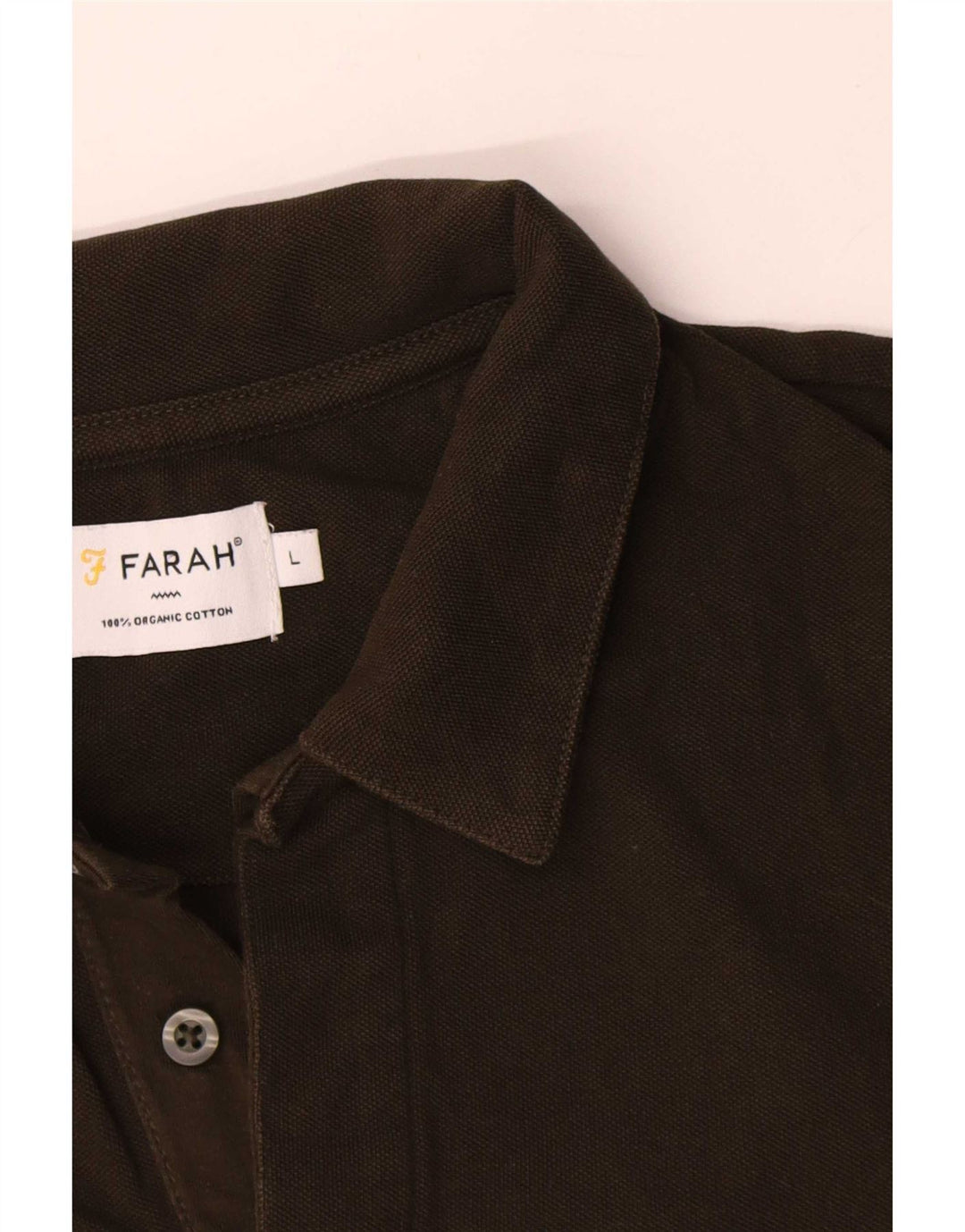 Farah Camisa polo masculina de manga comprida grande algodão cáqui