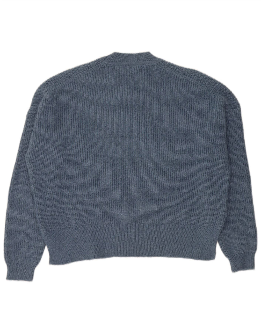 Zara Suéter feminino oversized com gola redonda Reino Unido 10 pequeno azul acrílico