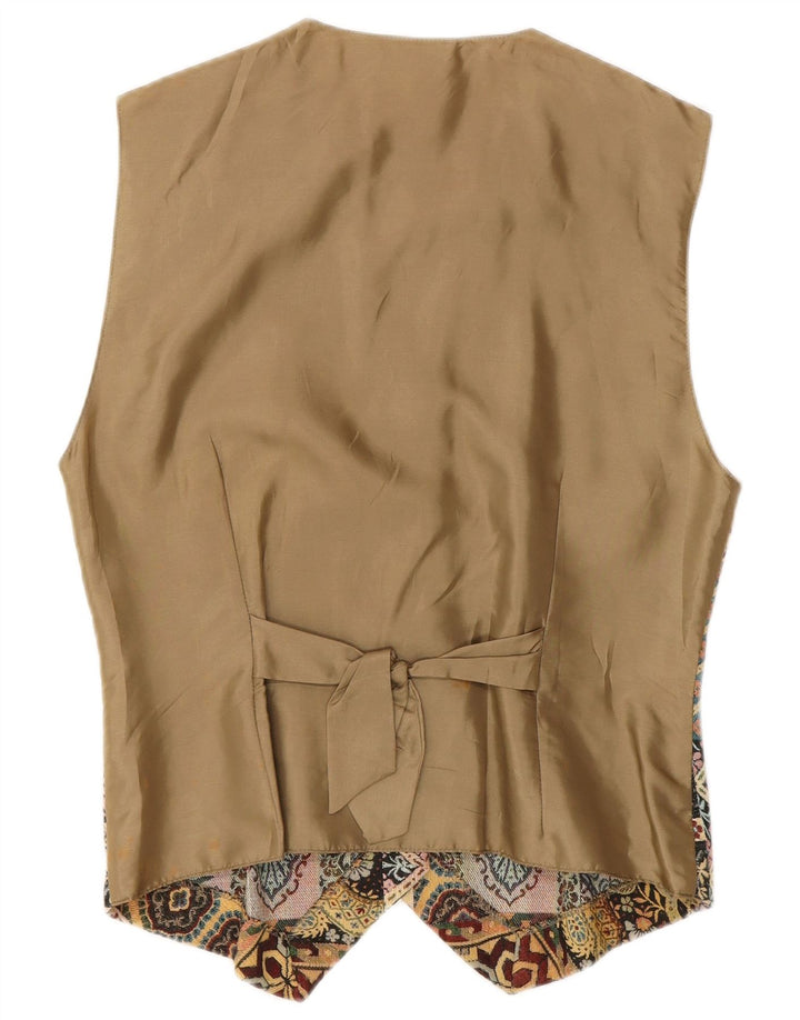 Colete feminino VINTAGE UK 12 poliéster paisley bege médio