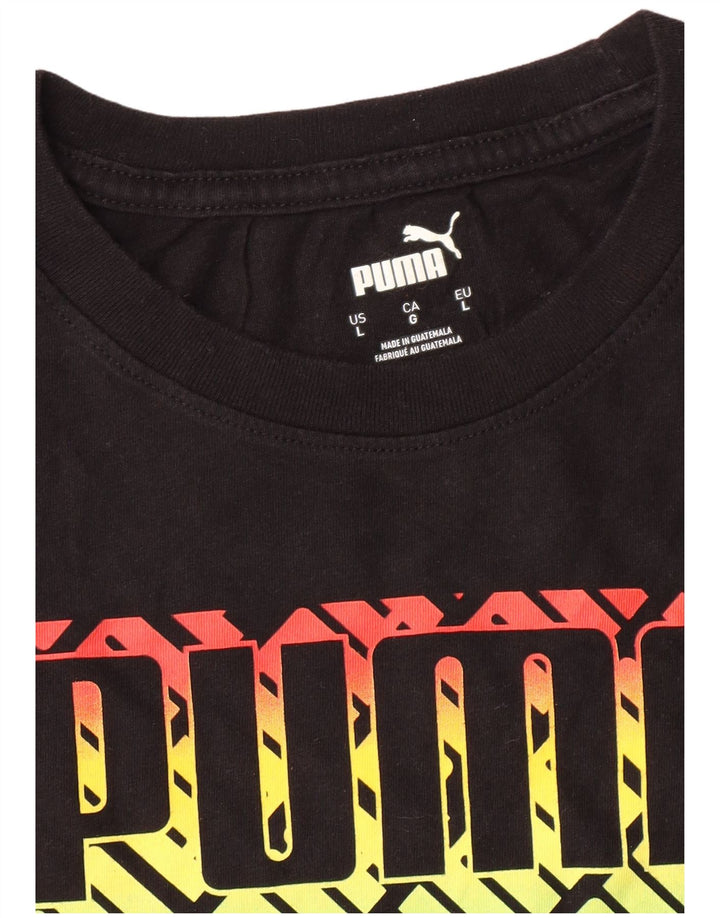 Camiseta masculina PUMA com estampa gráfica grande preta