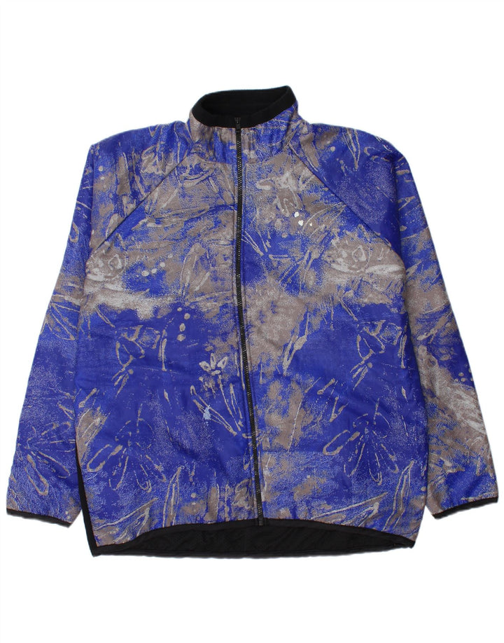 Jaqueta superior de agasalho masculino vintage XL poliéster floral azul