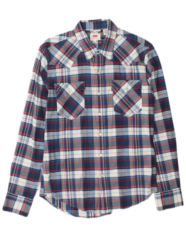 Camisa masculina Levi's pequena xadrez azul