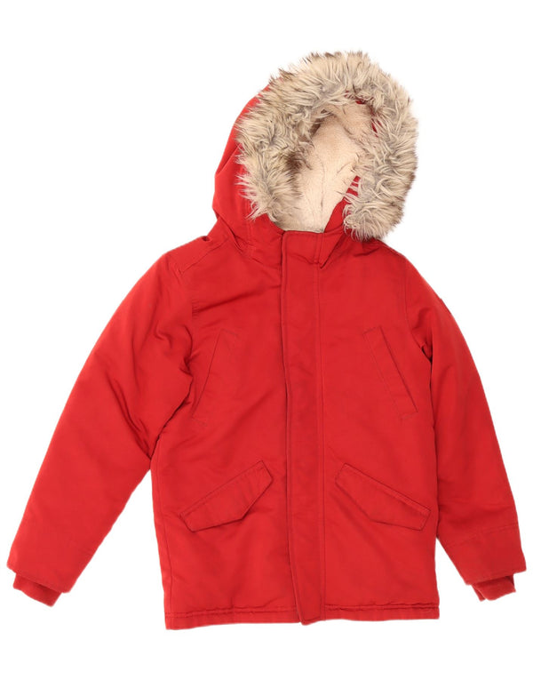 Jaqueta Parka com capuz para meninos ABERCROMBIE & FITCH 9-10 anos algodão vermelho