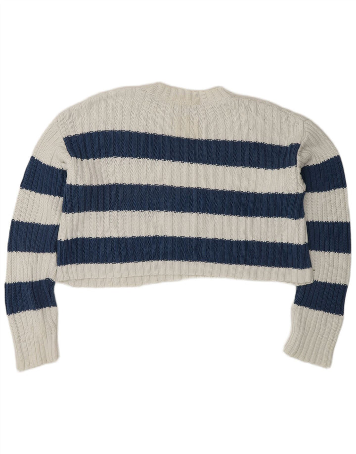 PULL & BEAR Womens Oversized Crew Neck Jumper Sweater UK 14 Medium White