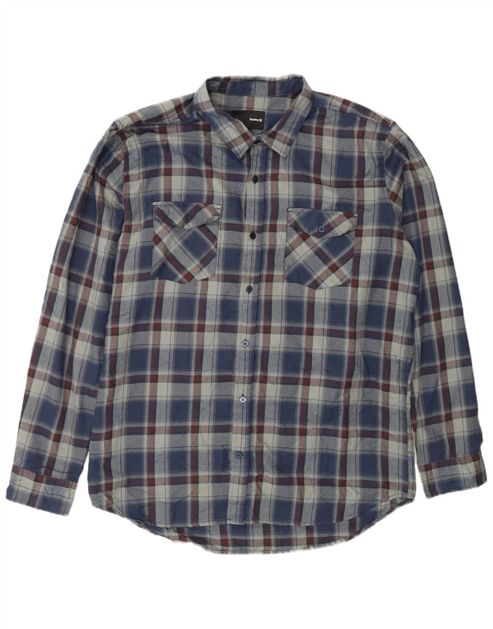 Camisa masculina Hurley XL azul xadrez poliéster