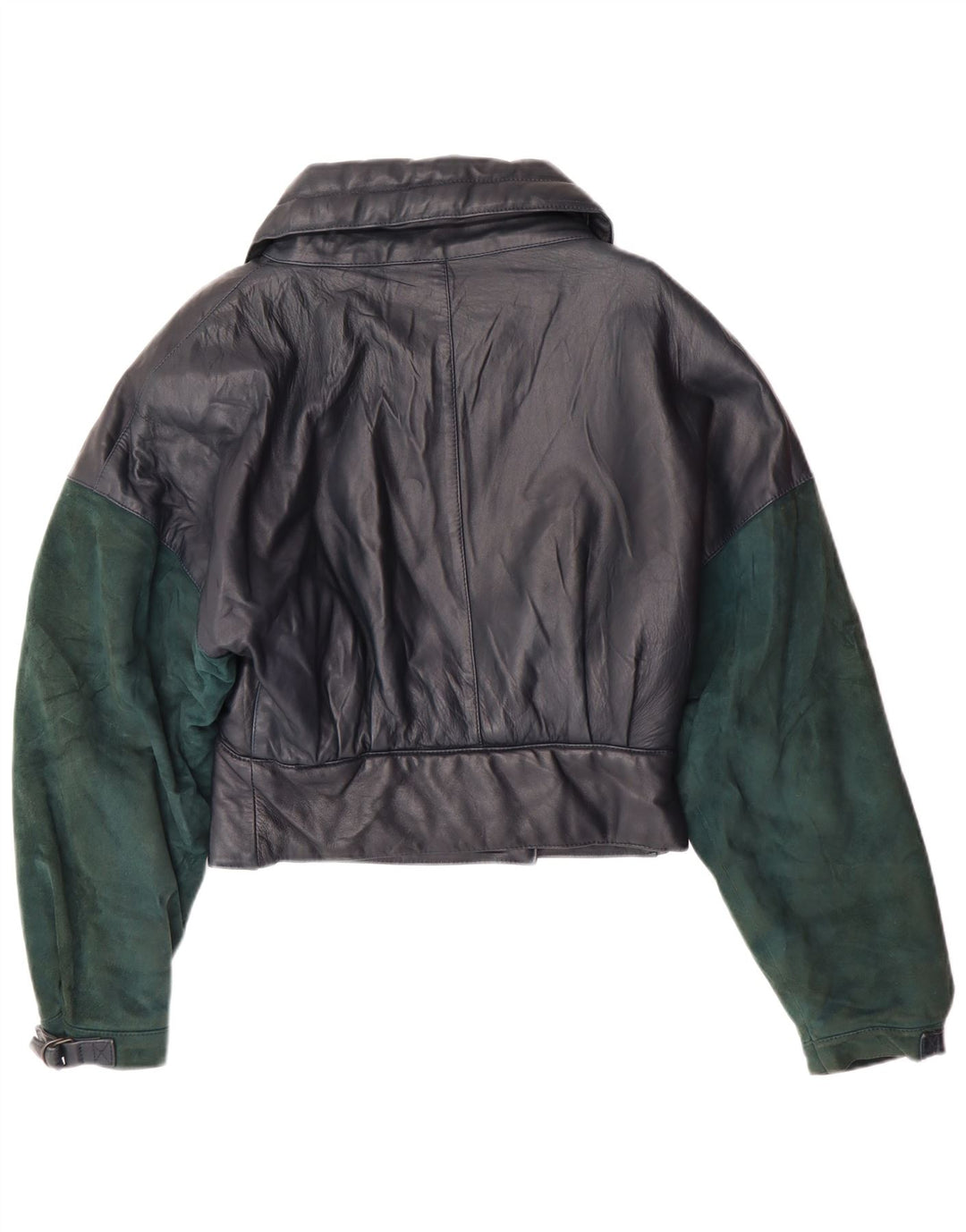 Jaqueta de couro feminina VINTAGE UK 6 XS azul marinho