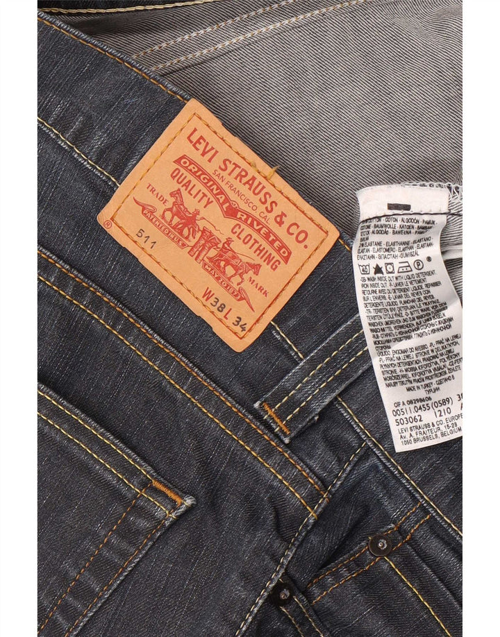 Levi's Masculino 511 Slim Jeans W38 L34 Azul Marinho Algodão