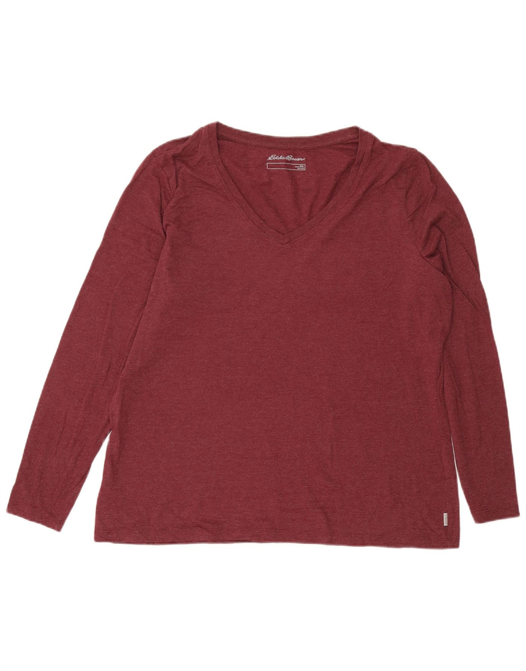 Eddie Bauer Top feminino manga comprida UK 20 2XL algodão borgonha