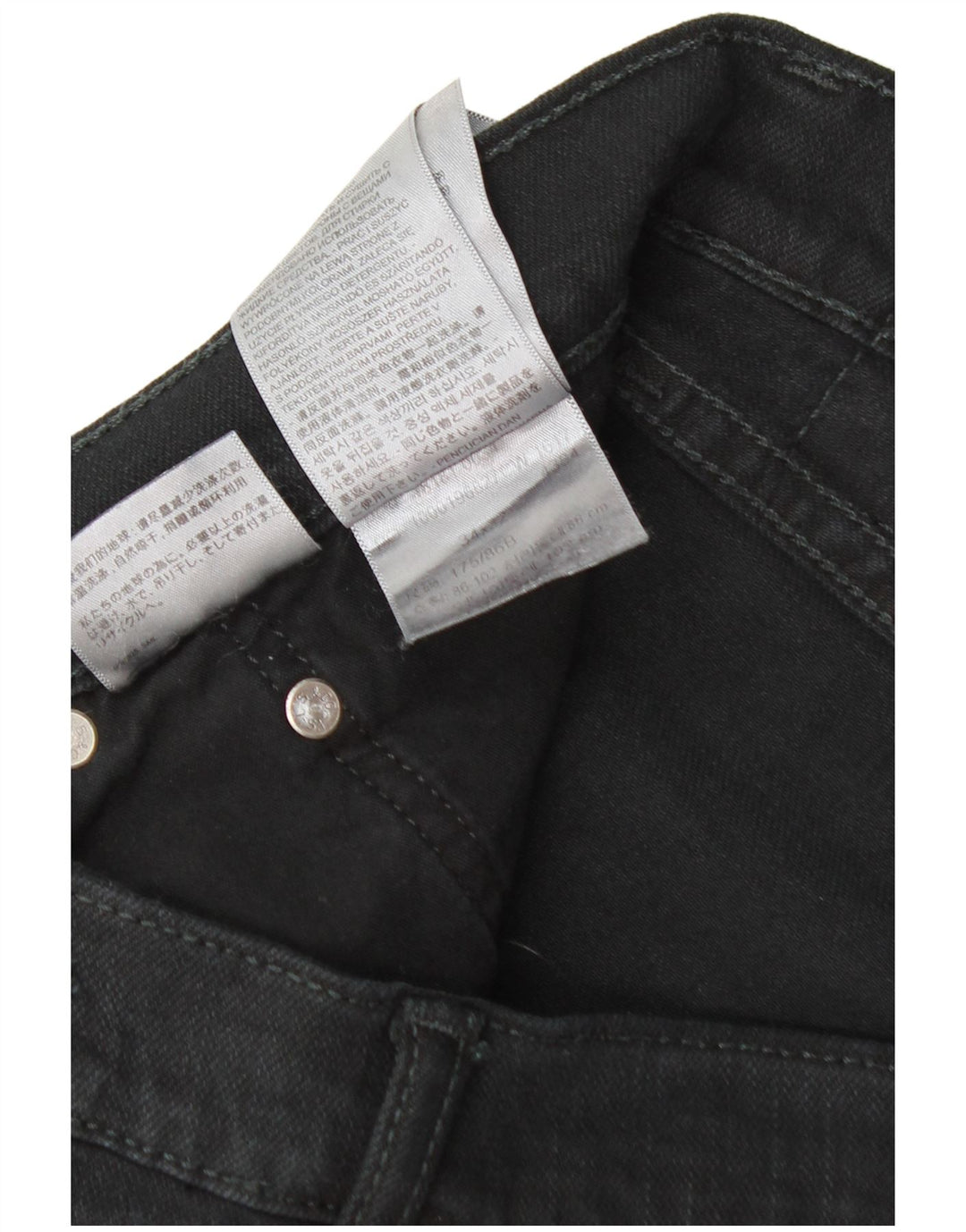 Jeans retos masculinos Levi's W34 L32 algodão preto