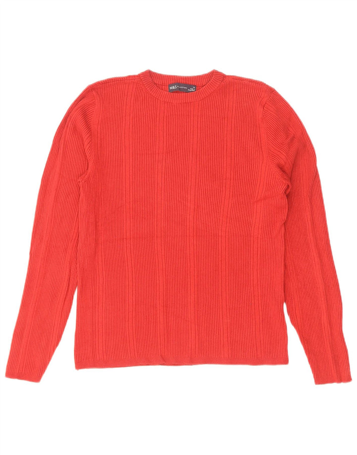 Suéter feminino Marks & Spencer com gola redonda Reino Unido 14 viscose vermelha média