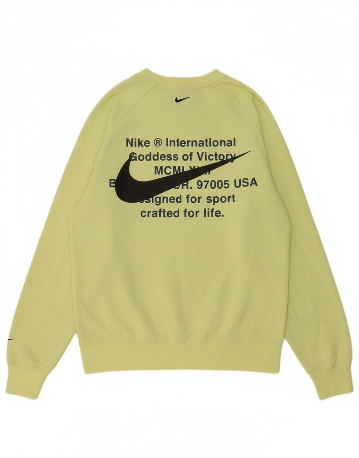 Nike masculino gráfico moletom jumper pequeno algodão amarelo