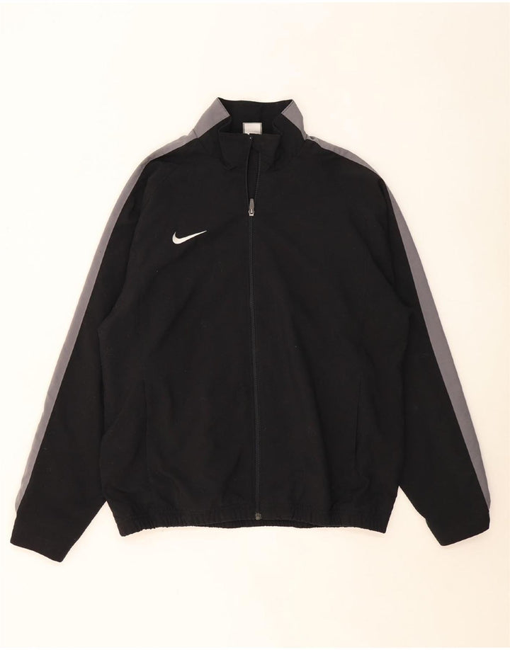 NIKE Mens Tracksuit Top Jacket UK 38/40 Médio Preto Colourblock Poliéster