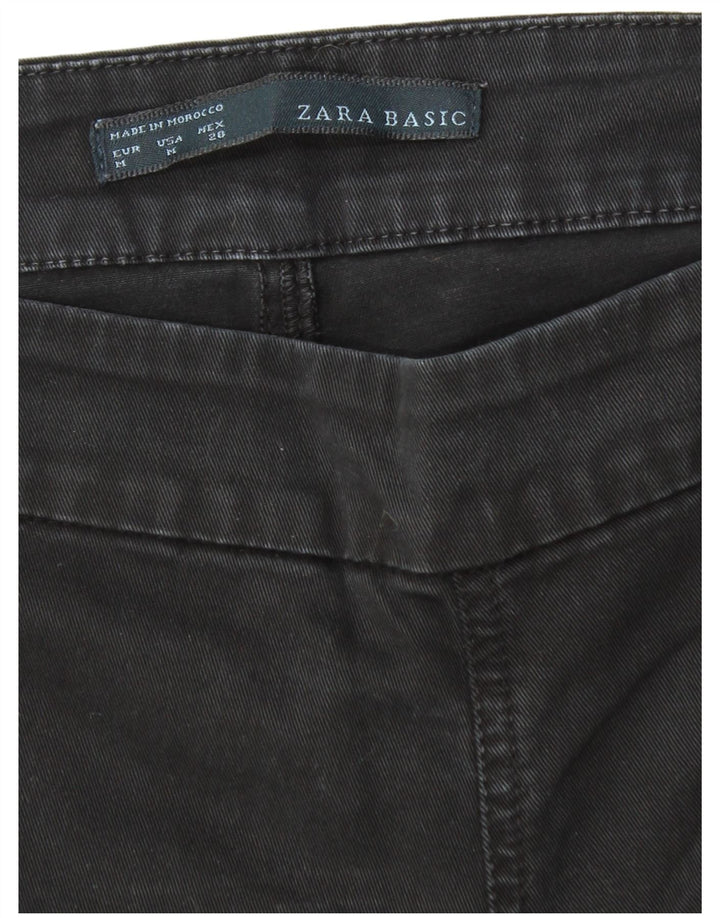 ZARA Calça feminina justa cortada média W30 L25 preta