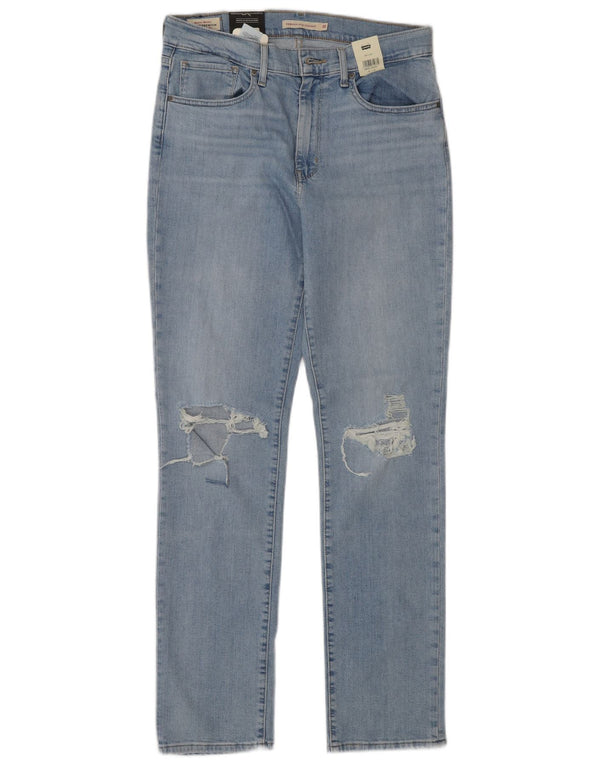 Calça Jeans Levis Feminina 724 Distressed High Rise Straight W30 L32 Azul Algodão