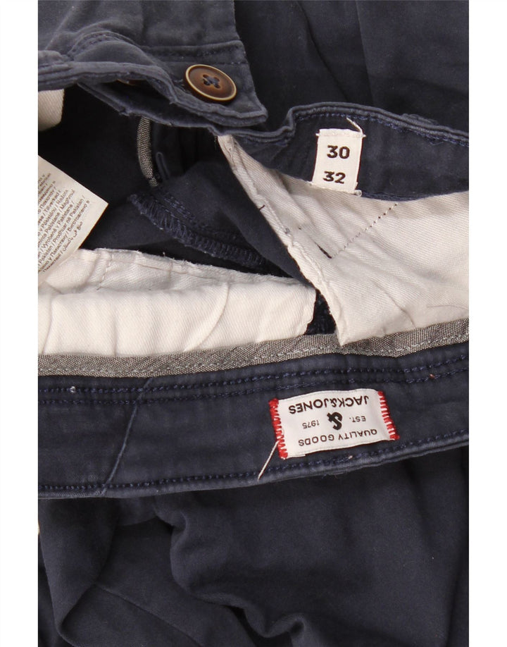 Calça chino masculina JACK & JONES W30 L32 algodão azul marinho