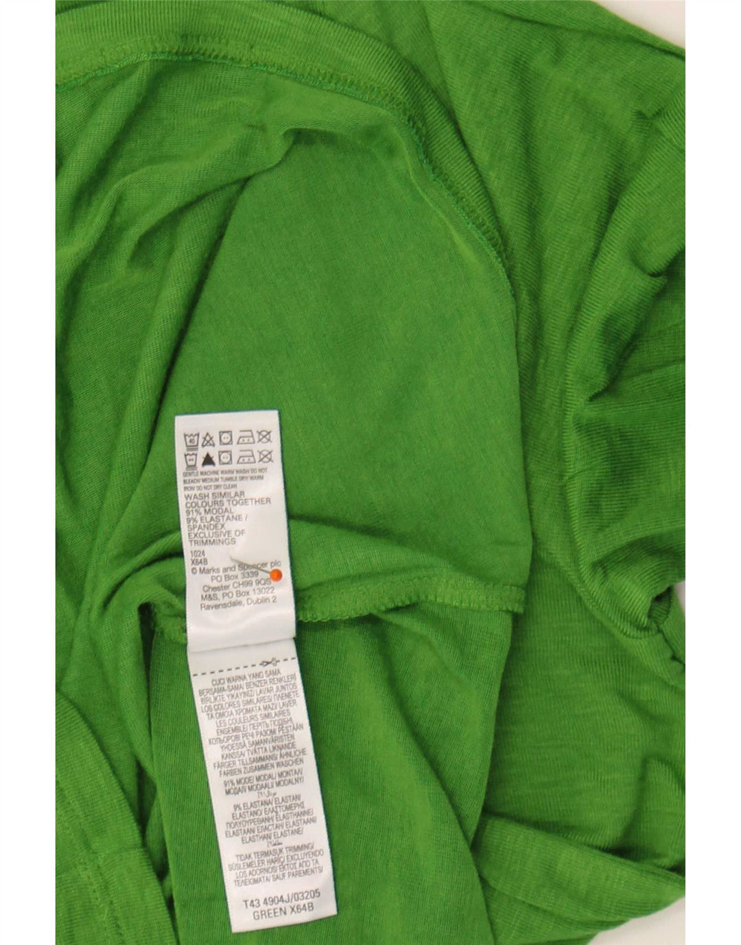 Top feminino Marks & Spencer manga comprida Reino Unido 14 grande modal verde manchado