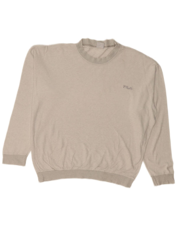 FILA Mens Loose Fit Top Manga Longa Cinza Médio