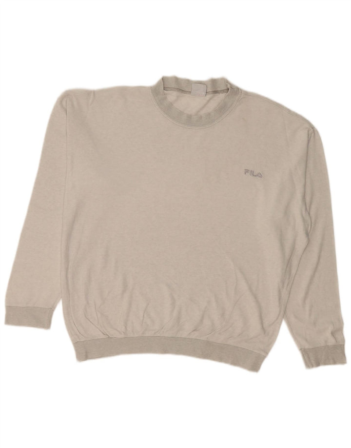 FILA Mens Loose Fit Top Manga Longa Cinza Médio