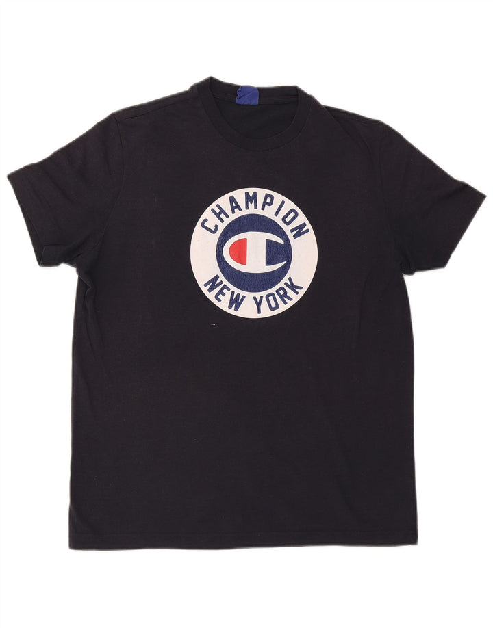 Camiseta gráfica masculina Champion Top Médio Azul Marinho