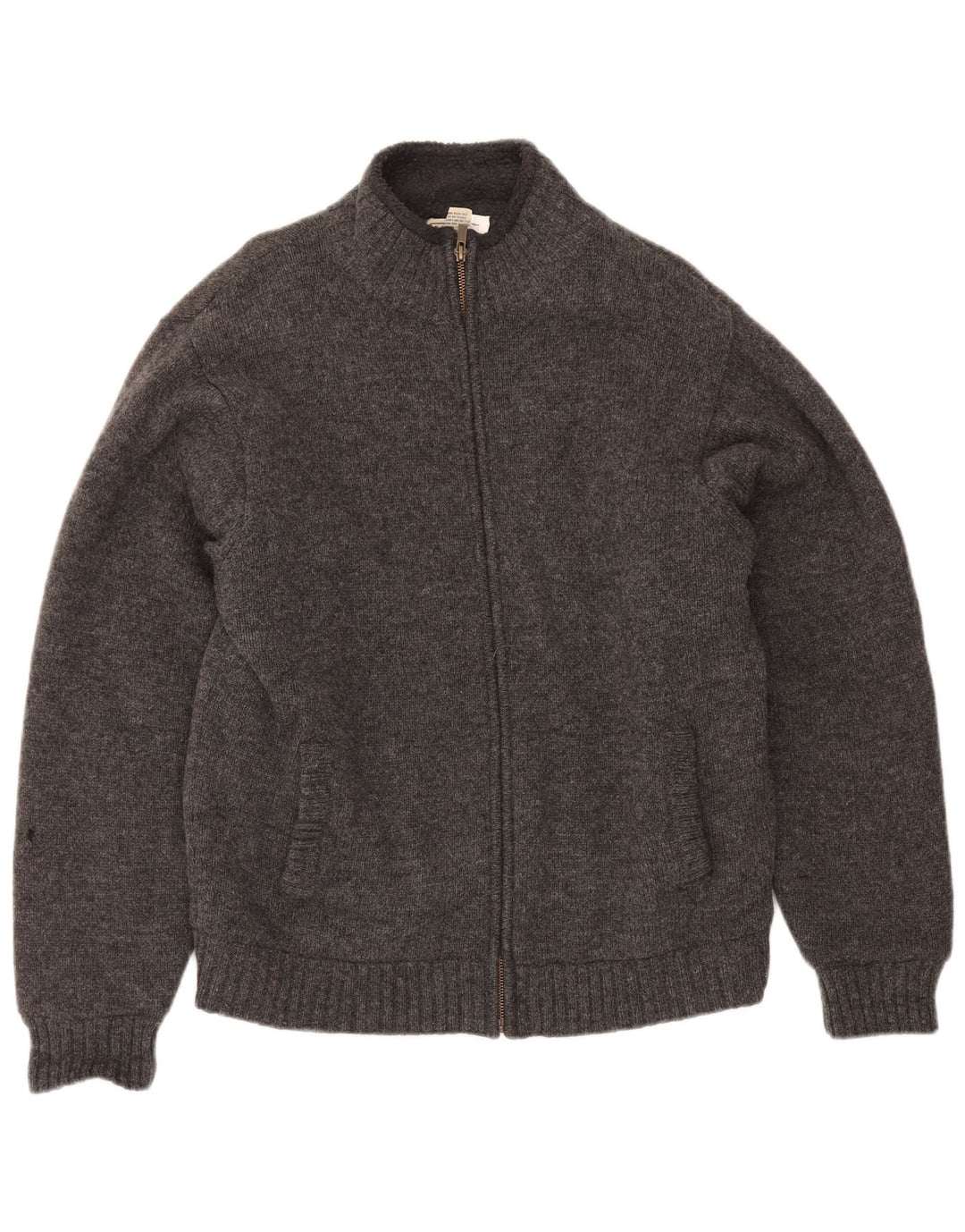 Suéter cardigã masculino Sherpa L.L.Bean lã de cordeiro cinza médio