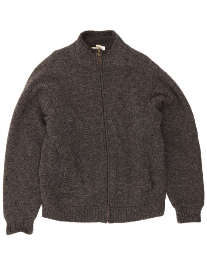 Suéter cardigã masculino Sherpa L.L.Bean lã de cordeiro cinza médio