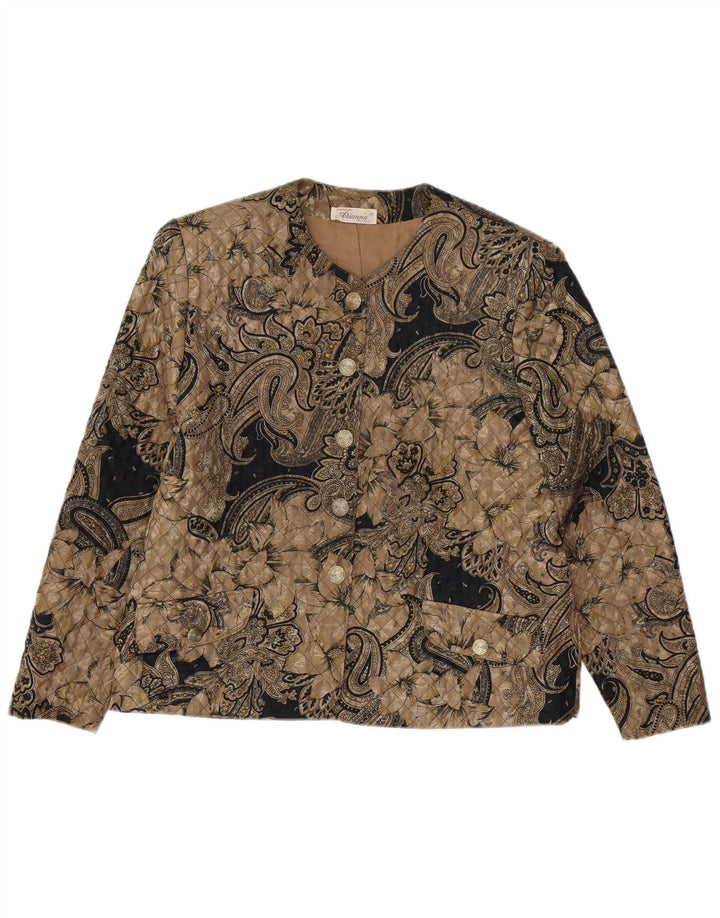 Jaqueta blazer acolchoada feminina ARIANNA com 5 botões IT 46 grande marrom paisley