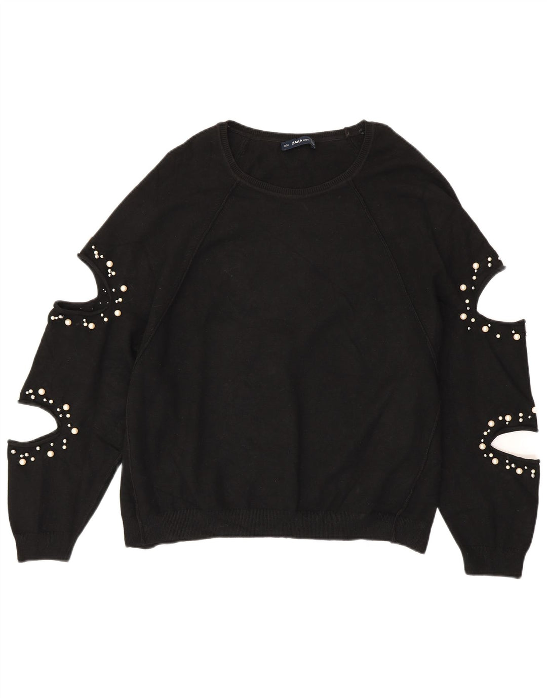 ZARA Suéter feminino oversized com gola canoa Reino Unido 14 médio preto