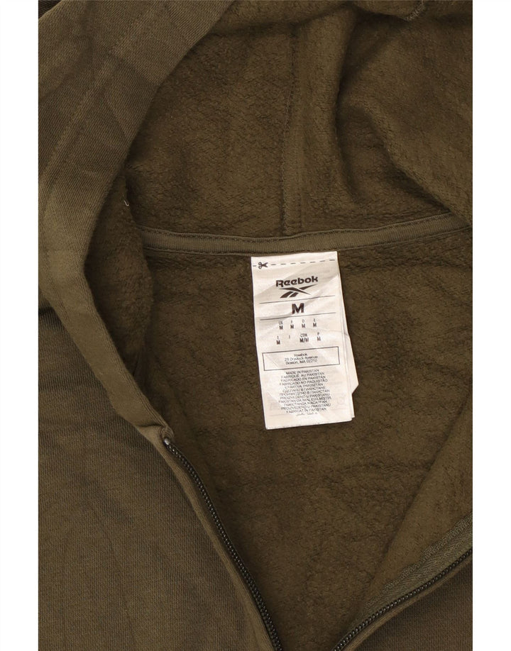 REEBOK Womens Zip Hoodie Sweater UK 12 Medium Khaki Cotton Vintage Reebok and Second-Hand Reebok from Messina Hembry 