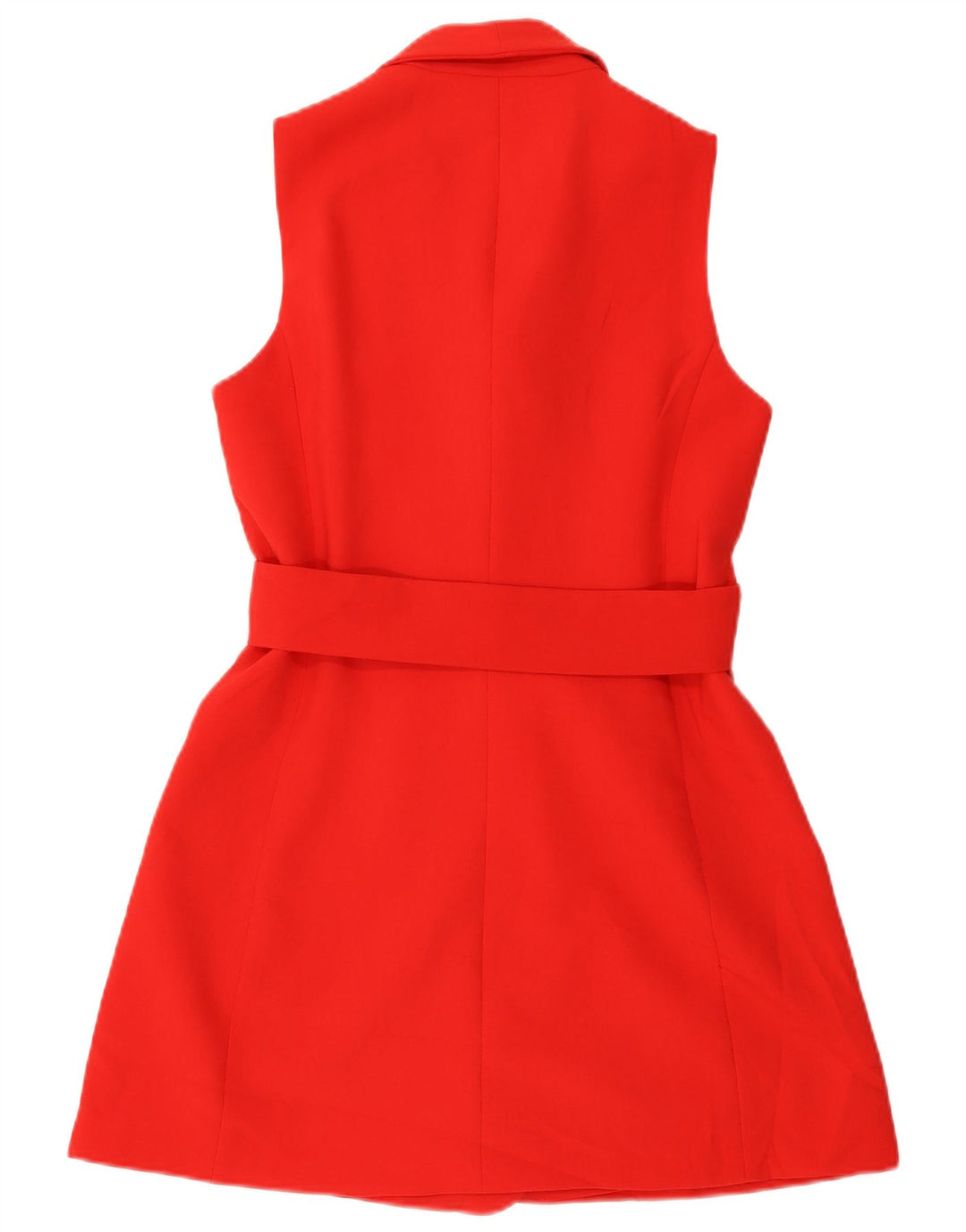 Colete feminino Zara Double Breasted Longline UK 10 pequeno poliéster vermelho