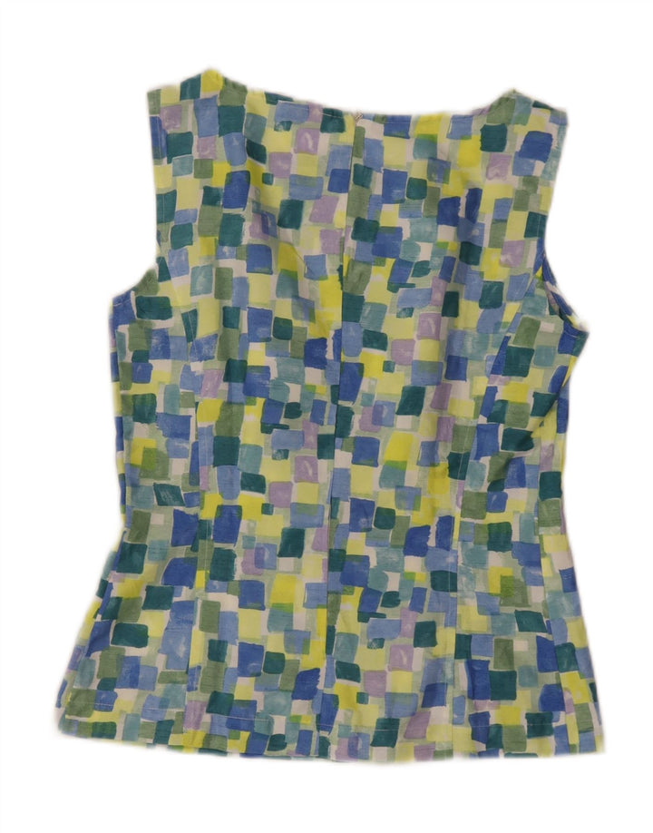 Blusa feminina sem mangas Marella UK 10 pequena geométrica multicolorida