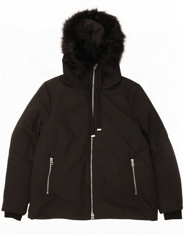 Zara Womens Hooded Padded Jacket UK 18 XL Black