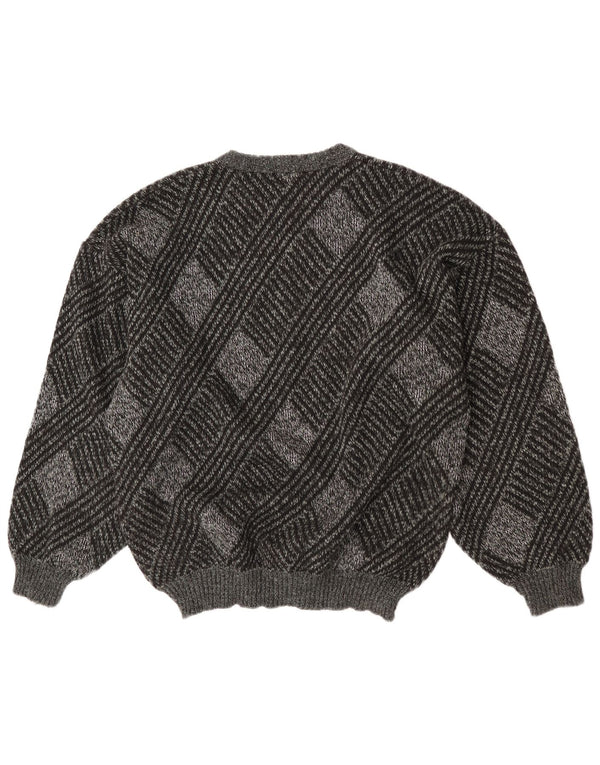Suéter vintage masculino com gola redonda IT 52/54 XL cinza Argyle/Diamante