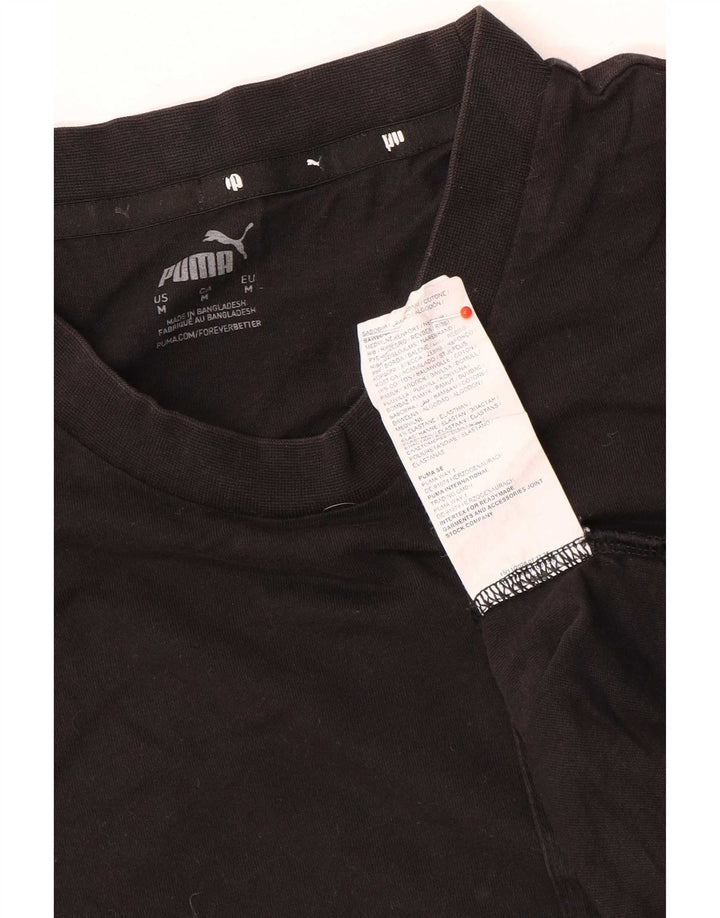 Puma Mens Graphic T-Shirt Top Médio Algodão Preto