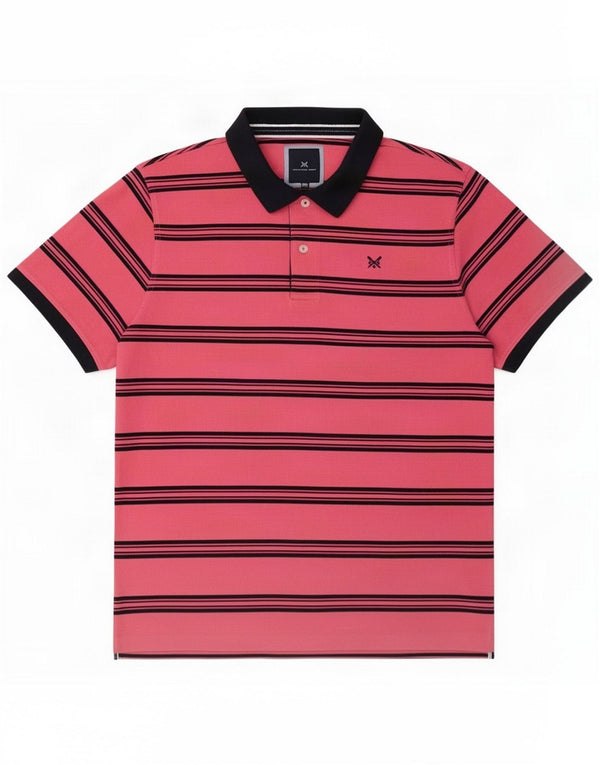 Crew Clothing Camisa polo masculina 2XL algodão listrado rosa