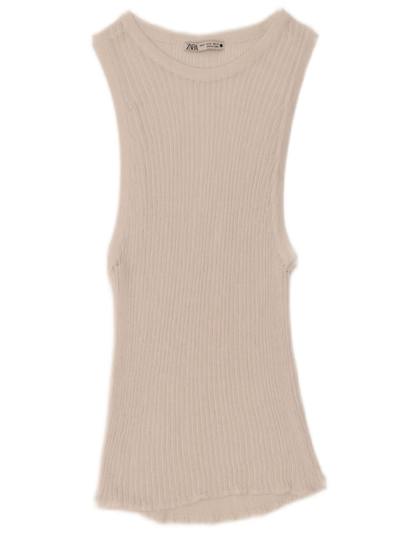Zara Womens Vest Top UK 14 Médio Branco
