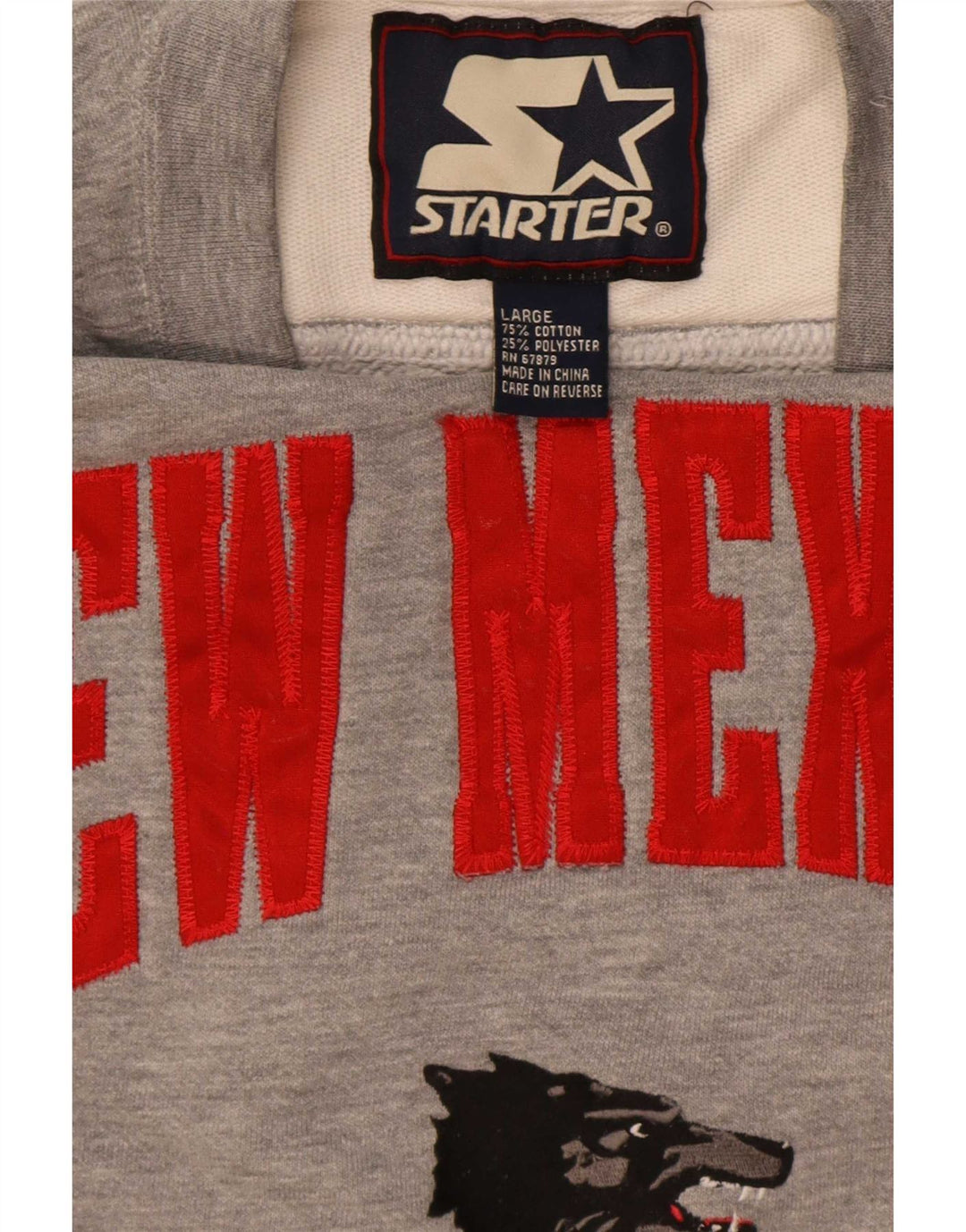 Starter Mens New Maxico State Graphic Moletom Jumper Grande Cinza Salpicado