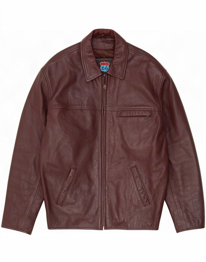 Jaqueta de couro masculina Route 66 UK 40 grande Borgonha