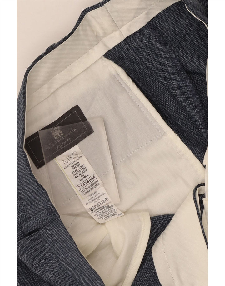 Calça masculina de ajuste regular Marks & Spencer W32 L33 azul poliéster