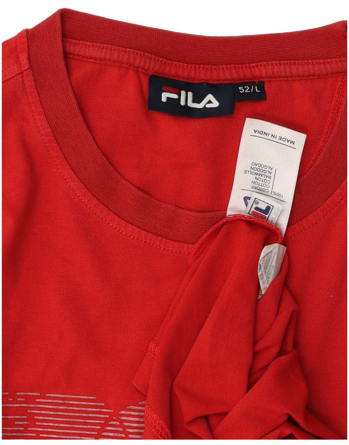 Camiseta gráfica masculina FILA Top IT 52 grande algodão vermelho