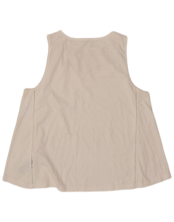 Blusa feminina sem mangas Desigual Top UK 18 XL branco floral poliéster