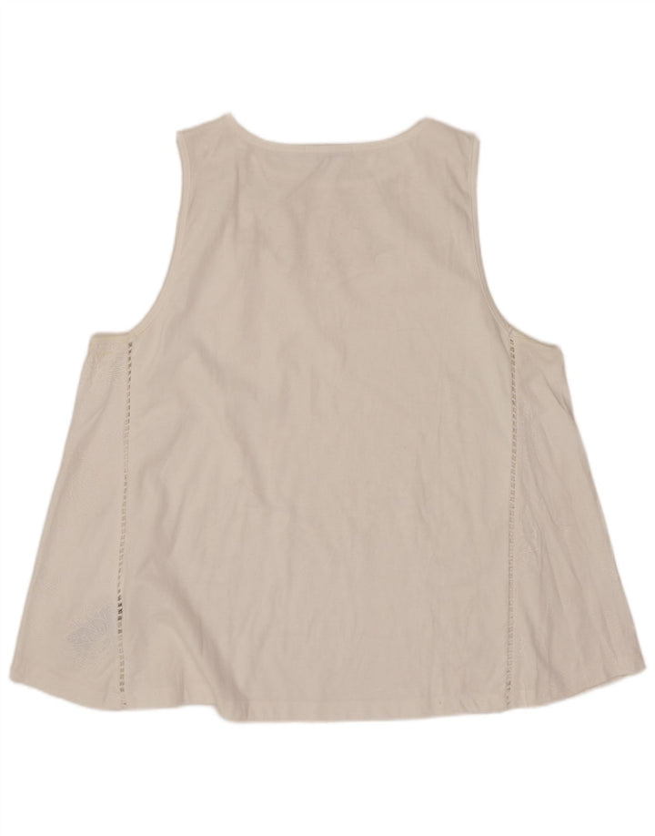 Blusa feminina sem mangas Desigual Top UK 18 XL branco floral poliéster