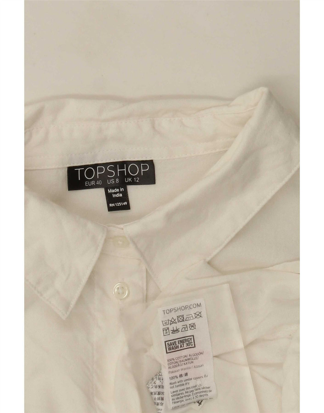 Topshop blusa feminina com camisa grande grande Reino Unido 12 médio branco floral