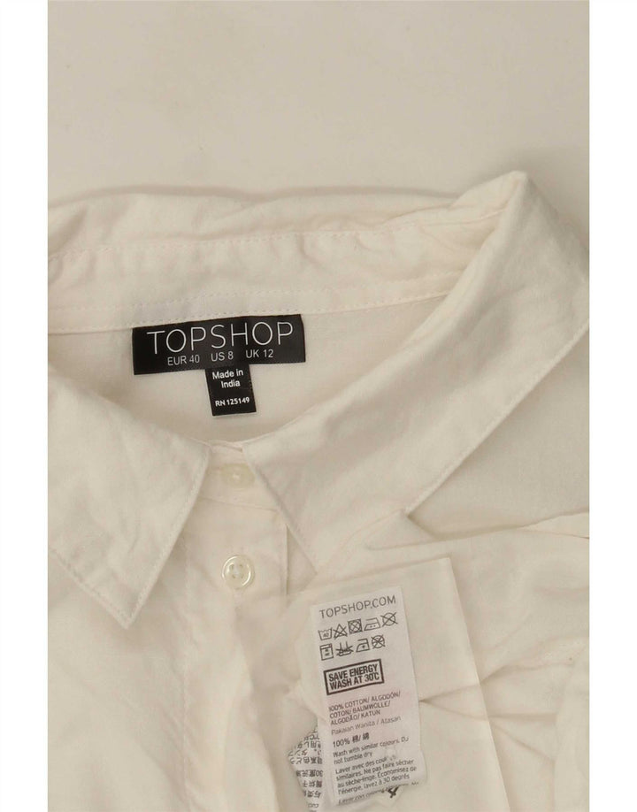 Topshop blusa feminina com camisa grande grande Reino Unido 12 médio branco floral