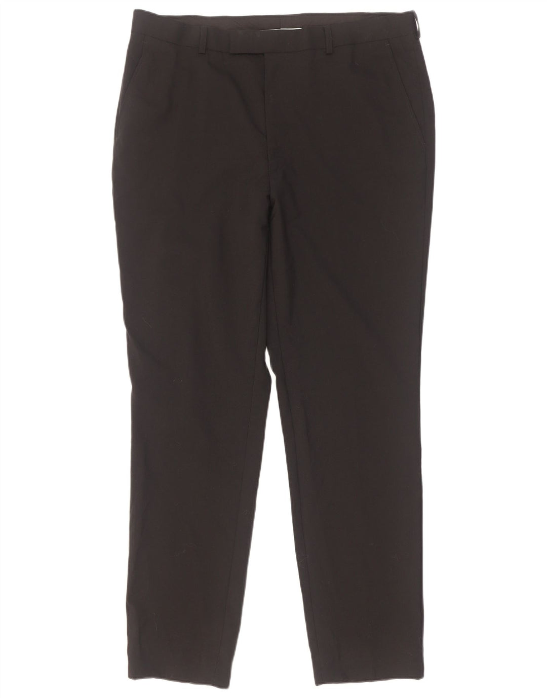 Calças de terno de ajuste fino masculino French Connection W36 L31 poliéster preto